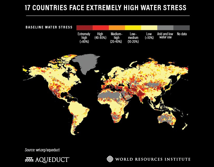 세계자원연구소(WRI)의 ‘물 자원 리스크 지도’(Aqueduct Water Risk Atlas, 2019)